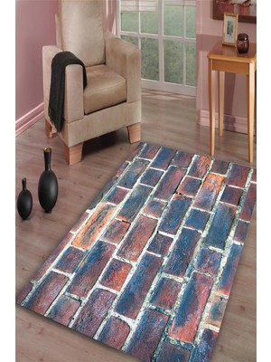 İnka Halı Antibakteriyel Yıkanabilir Kaymaz Dot Taban Dijital Baskı Salon Halısı MRC1872