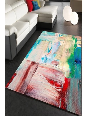 İnka Halı Antibakteriyel Yıkanabilir Kaymaz Dot Taban Dijital Baskı Salon Halısı MRC1780