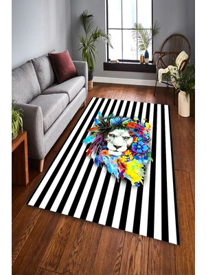 İnka Halı Antibakteriyel Yıkanabilir Kaymaz Dot Taban Dijital Baskı Salon Halısı MRC1854