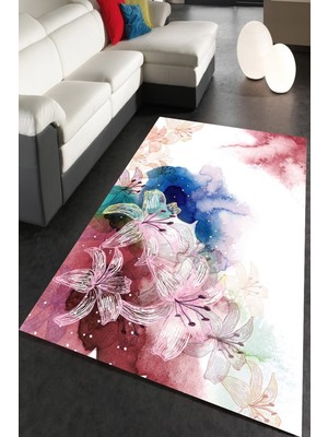 İnka Halı Antibakteriyel Yıkanabilir Kaymaz Dot Taban Dijital Baskı Salon Halısı MRC1835