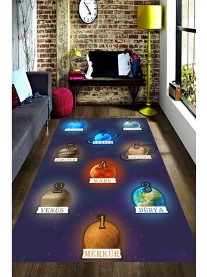 İnka Halı Antibakteriyel Yıkanabilir Kaymaz Dot Taban Dijital Baskı Salon Halısı MRC1831