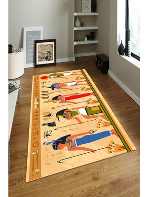 İnka Halı Antibakteriyel Yıkanabilir Kaymaz Dot Taban Dijital Baskı Salon Halısı MRC1493