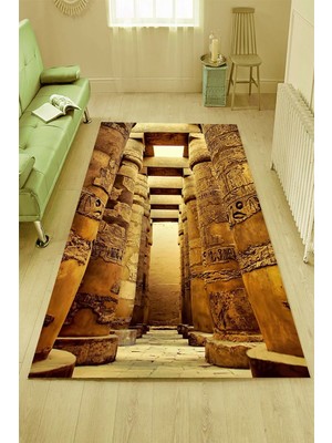 İnka Halı Antibakteriyel Yıkanabilir Kaymaz Dot Taban Dijital Baskı Salon Halısı MRC1489