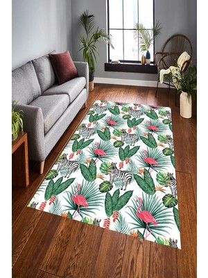 İnka Halı Antibakteriyel Yıkanabilir Kaymaz Dot Taban Dijital Baskı Salon Halısı MRC1578