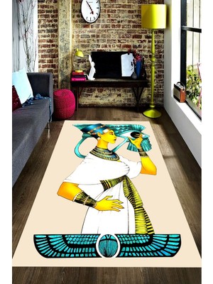 İnka Halı Antibakteriyel Yıkanabilir Kaymaz Dot Taban Dijital Baskı Salon Halısı MRC1645