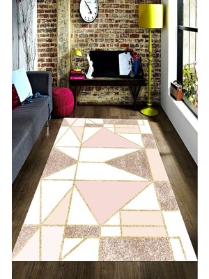 İnka Halı Antibakteriyel Yıkanabilir Kaymaz Dot Taban Dijital Baskı Salon Halısı MRC1622