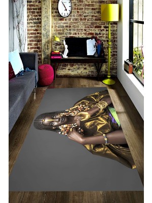 İnka Halı Antibakteriyel Yıkanabilir Kaymaz Dot Taban Dijital Baskı Salon Halısı MRC1640