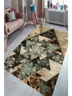 İnka Halı Antibakteriyel Yıkanabilir Kaymaz Dot Taban Dijital Baskı Salon Halısı MRC1685