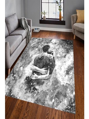 İnka Halı Antibakteriyel Yıkanabilir Kaymaz Dot Taban Dijital Baskı Salon Halısı MRC1726