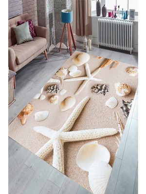 İnka Halı Antibakteriyel Yıkanabilir Kaymaz Dot Taban Dijital Baskı Salon Halısı MRC1737