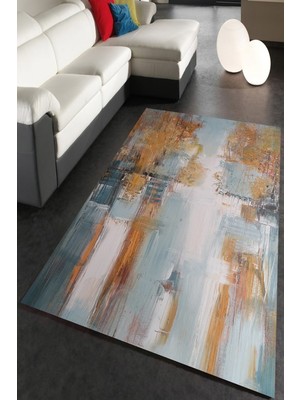 İnka Halı Antibakteriyel Yıkanabilir Kaymaz Dot Taban Dijital Baskı Salon Halısı MRC1778