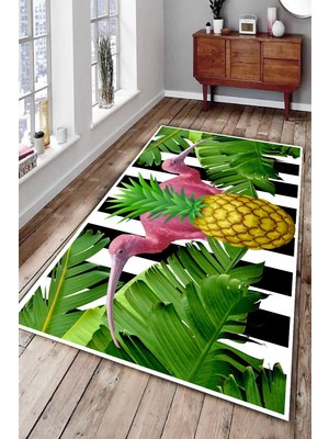 İnka Halı Antibakteriyel Yıkanabilir Kaymaz Dot Taban Dijital Baskı Salon Halısı MRC1819