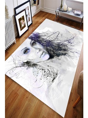 İnka Halı Antibakteriyel Yıkanabilir Kaymaz Dot Taban Dijital Baskı Salon Halısı MRC1811