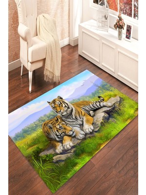 İnka Halı Antibakteriyel Yıkanabilir Kaymaz Dot Taban Dijital Baskı Salon Halısı MRC1875