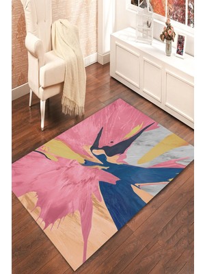 İnka Halı Antibakteriyel Yıkanabilir Kaymaz Dot Taban Dijital Baskı Salon Halısı MRC1860