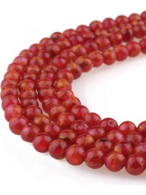 Dünya Doğal Taş 6 mm Vişne Opal Akik Taşı Dizi - DZ4074-V