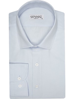 Süvari Slim Fit Açık Mavi Düz Erkek Gömlek