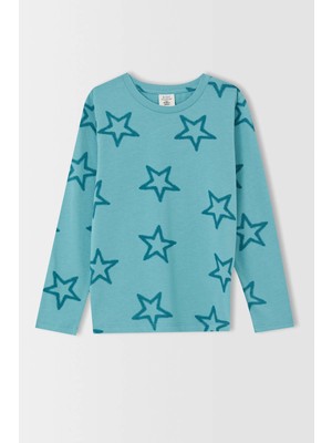 Defacto Erkek Çocuk Yıldız Desenli Uzun Kollu Pijama Takımı V3665A621AU