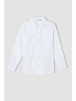 DeFacto Erkek Çocuk Uzun Kollu Regular Fit Düz Renk Klasik Gömlek T8854A621AU