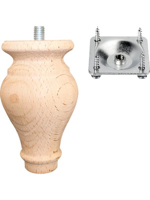 Turan Ahşap Koltuk Ayağı - Sehpa Ayağı - Baza Ayağı- Mobilya Ayağı -Ahşap Ayak / Uzunluk:10 cm / Çap:5.5 cm