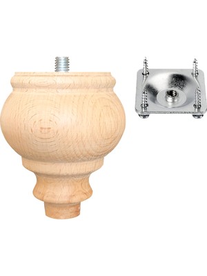 Turan Ahşap Koltuk Ayağı - Sehpa Ayağı - Baza Ayağı- Mobilya Ayağı -Ahşap Ayak / Uzunluk:10 cm / Çap:9 cm