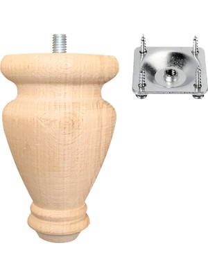 Turan Ahşap Koltuk Ayağı - Sehpa Ayağı - Baza Ayağı- Mobilya Ayağı -Ahşap Ayak / Uzunluk:15 cm / Çap:9 cm
