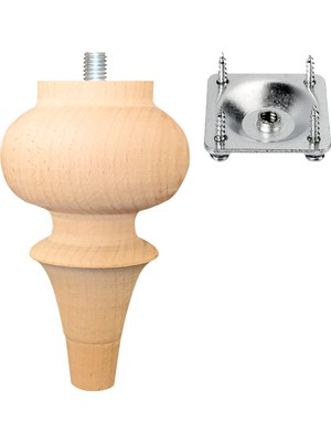 Turan Ahşap Koltuk Ayağı - Sehpa Ayağı - Baza Ayağı- Mobilya Ayağı -Ahşap Ayak / Uzunluk:15 cm / Çap:9 cm