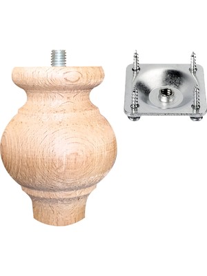 Turan Ahşap Koltuk Ayağı - Sehpa Ayağı - Baza Ayağı- Mobilya Ayağı -Ahşap Ayak / Uzunluk:10 cm / Çap: 7.5 cm