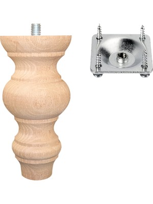 Turan Ahşap Koltuk Ayağı - Sehpa Ayağı - Baza Ayağı- Mobilya Ayağı -Ahşap Ayak / Uzunluk:15 cm / Çap:7.5 cm