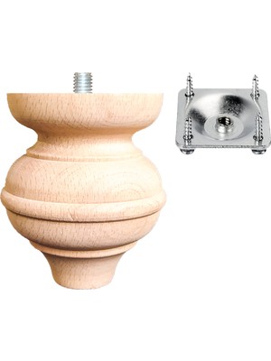 Turan Ahşap Koltuk Ayağı - Sehpa Ayağı - Baza Ayağı- Mobilya Ayağı -Ahşap Ayak / Uzunluk:12 cm / Çap:9 cm