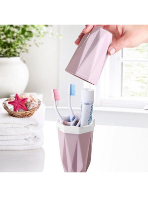 Ramdet Seyahat Tipi Diş Macun Fırça Saklama ve Taşıma Kabı Diş Fırçalık Mor-Pink