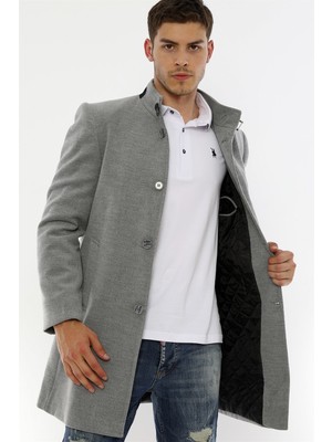 Dewberry Kadın Palto Yün ve Polyester Karışımı Düz Desenli Midi Uzunlukta