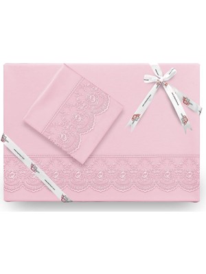 Çeyiz Diyarı Fransız Dantelli Kure Tek Kişilik Nevresim Takımı 4 Parça Pudra