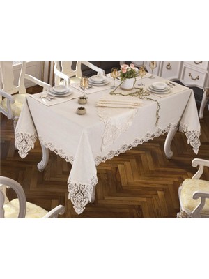 Çeyiz Diyarı Aslı Masa Örtüsü 26 Parça Krem