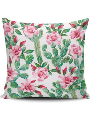 Alkan Homes Kaktüs Desenli Dijital Baskılı Kırlent Kılıfı