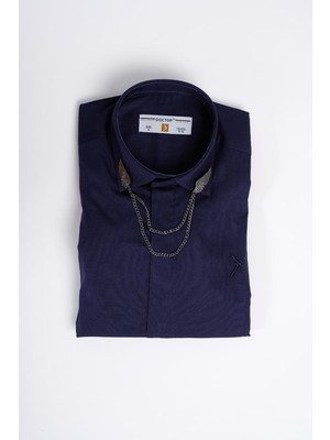 Doctor Junior Erkek Çocuk Kolsuz Zincirli Gömlek Klasik Stil Düz Desen Renkli