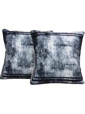 Çeyiz Diyarı Double Stripe 2 Li Kadife Kırlent Kılıfı Antrasit