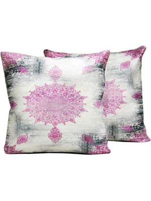 Çeyiz Diyarı Seraphine 2 Li Kadife Kırlent Kılıfı Krem Mürdüm