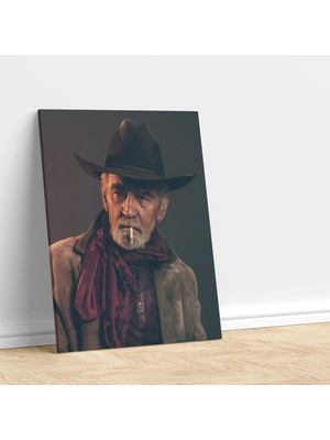 Deko Gonya Kovboy Temalı Yaşlı Adam Kanvas Tablo