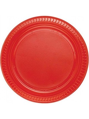Sunman Samur Kırmızı Plastik Tabak 22 cm 25LI