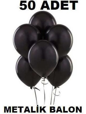 Balonevi Metalik Siyah Balon 50 Adet