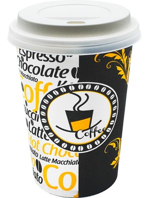 Aygün Cup 12 Oz Beyaz Kapaklı Karton Bardak 300 ml - 100'lü (Latte Bardağı)
