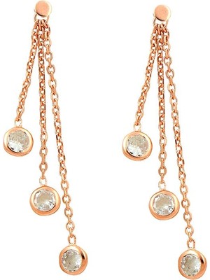 Söğütlü Silver Gümüş Rose Beyaz Taşlı Küpe