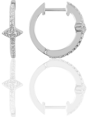 Söğütlü Silver Gümüş Rodyumlu Zirkon Taşlı Eye Gümüş Halka Küpe