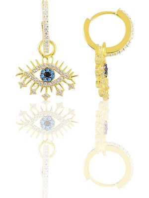 Söğütlü Silver Gümüş Altın Yaldzlı Lareyn Halka Küpe