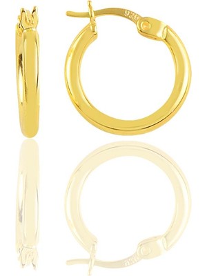 Söğütlü Silver Gümüş Altın Yaldızlı 16 mm Şarnel Halka Küpe