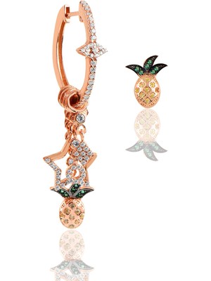 Söğütlü Silver Gümüş Rose Ananas Modeli Şans Küpe