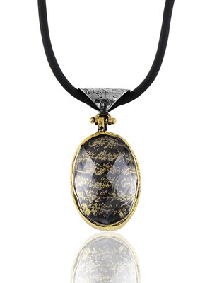 Söğütlü Silver Gümüş Kuvars Taşlı Ayetel Kürsi Yazılı Gümüş Kolye