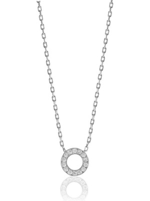 Söğütlü Silver Gümüş  Rodyumlu Üç Boyutlu Minimal O Gümüş Harf Kolye