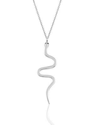 Söğütlü Silver Gümüş Rodyumlu Yılan Kolye